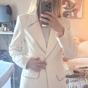 Rumored Cream Blazer with embellished Trim